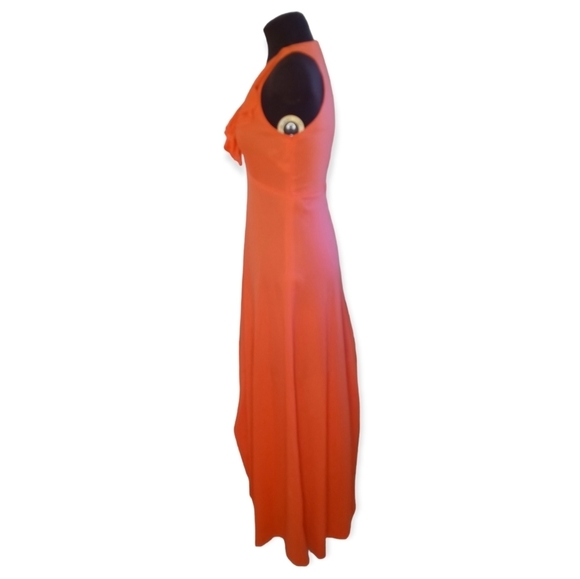 Host pick! Patricia Fair dress maxi low v-neck, sleeveless, coral, size p 13. - Picture 8 of 11